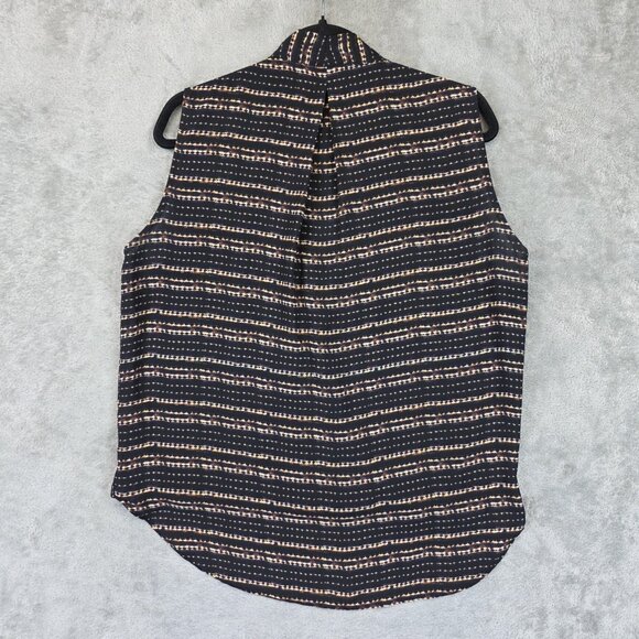 Veronica M Shirt Womens Large Black Multicolor Surplice Wrap Sleeveless Made USA - Picture 9 of 9